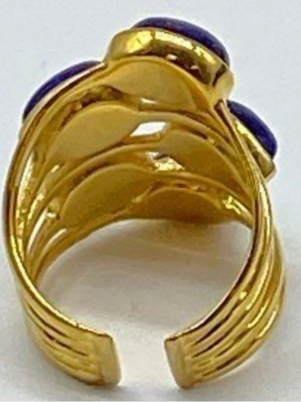 Stella and Dot Lapis Lazuli Gold Tone Adjustable Ring -